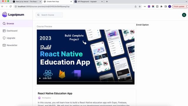 Build Full Stack LMS NextJS 13 App : NextJs , ReactJs, Tailwind css ,Graphql Hygraph, Clerk