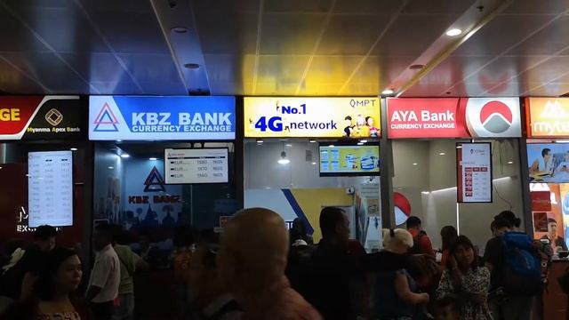 Мьянма. Аэропорт Янгона. Получение визы по прибытии. Обмен валюты. Автобус до Шведагона. смотреть онлайн