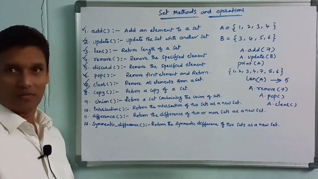 Set Methods and Operations in Python | Sets in Python | Python Programming | in Telugu