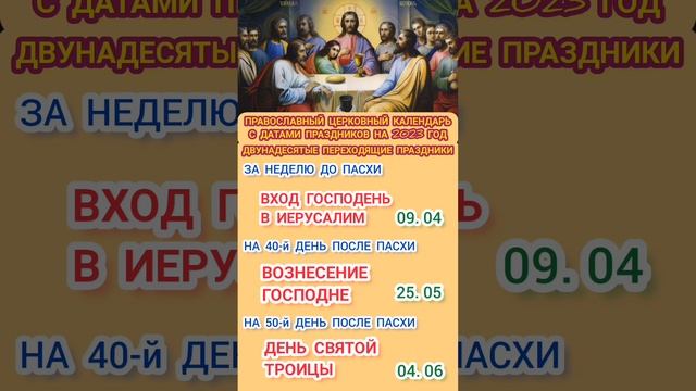 Церковный православный календарь с датами праздников на 2023 год