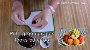 How To Make A Hedgehog Garnish From Pears And Grapes. How To Prevent Pears From Darkening Tip.