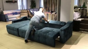 Большой угловой диван с оттоманкой, ящиком для белья и механизмом тик-так