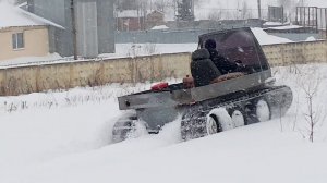 Гусеничный вездеход,склон, глубокий снег, условия все сложнее, видео без монтажа!!!! Вездеход МАК