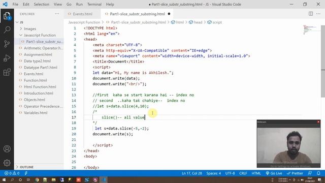 09 | Javascript string function | slice(),  substring (), substr()| #bugstophere| By Akhilesh