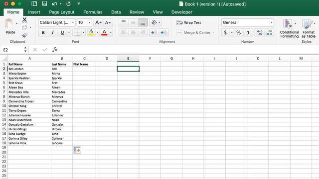 Separate Full name into First and Last name in Excel 2016 смотреть онлайн