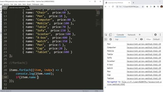 Learn JavaScript Array forEach Method - How to Use forEach - Array 'forEach' method in JavaScript