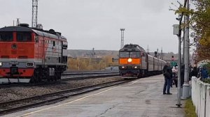 Прибытие поезда №54 Сыктывкар-Усинск на станцию Ухта 25.09.2021