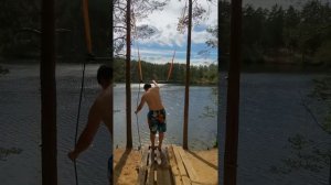 Семиозерье. Самая высокая тарзанка в Лен Области. Прыжки в воду. Полный обзор на озеро.