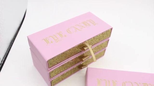 Сладкий розовый лашбокс с блестящим горячим прессованием золотой текст на заказ упаковка настоящие смотреть онлайн