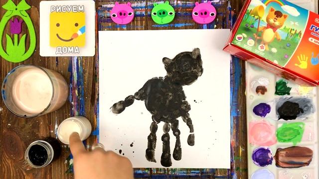 Как нарисовать КОТИКА своими руками. Ладошки. Handprint. смотреть онлайн