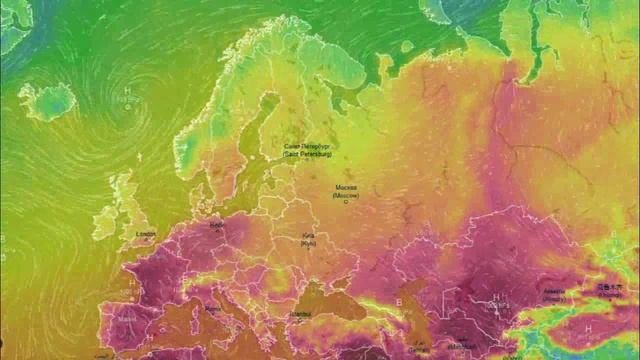 Движение воздушных масс воздуха над Европой и ЕТР за 2022 год
