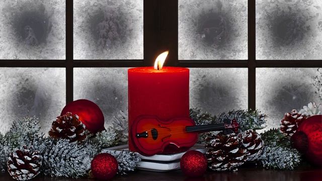 Christmas ambience on the window and relaxing heavenly music