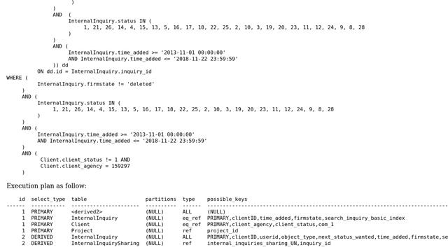 SQL Query Optimization (Mysql 5.7)