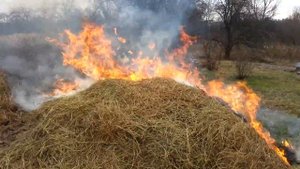 Пожар!!! Горит сено!!!