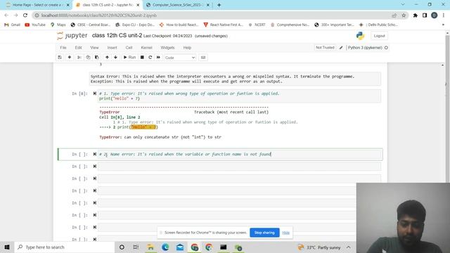 Class 12th Unit 1(VII)| Error and exceptions | Types of error