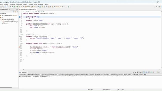 IMMUTABLE Class in Java in Telugu || Custom Immutable class in java