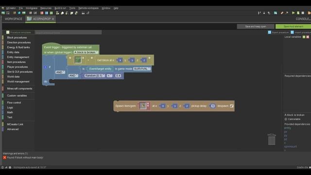 MCreator #17 | Как добавить КАСТОМНЫЙ ДРОП для ВАНИЛЬНОГО БЛОКА/МОБА в mcreator |Свой дроп для блок