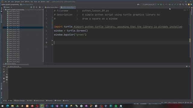 HOW TO DRAW A SQUARE USING PYTHON TURTLE GRAPHICS LIBRARY
