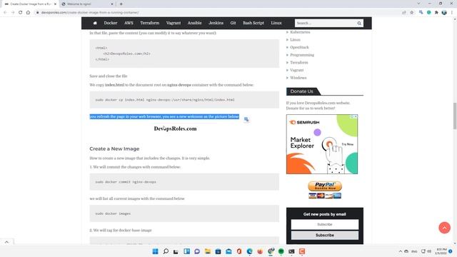 Create Docker Image from a Running Container