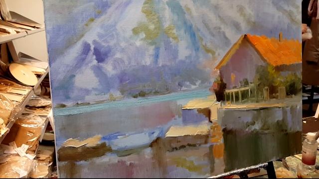 Урок живописи с нуля. Как нарисовать Дом у воды. Александр Южаков смотреть онлайн