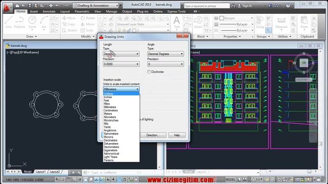 Autocad ölçü birim ve açı ayarları (units komutu) 8.ders смотреть онлайн