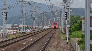 Ласточка поезд Адлер - Сочи Электропоезд ЭС1 | Российские железные дороги | РЖД | Поезд | Сочи