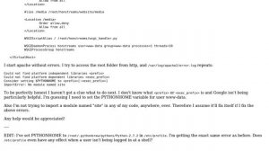 Apache+WSGI+Python+Django giving me some strange errors (2 Solutions!!)