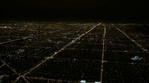 Clear Night Landing at Chicago O'Hare Over Skyline AA Boeing 767-300 11-2-14