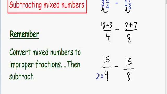Subtracting mixed numbers смотреть онлайн