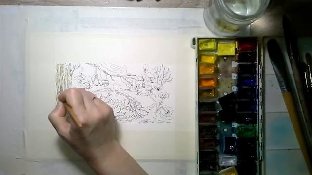 Учимся рисовать СЕРИЯ ВОЛШЕБНЫЕ СНЫ (ЁЖИК) линер и акварель.  АВТОРСКАЯ ИЛЛЮСТРАЦИЯ. Magic dreams.