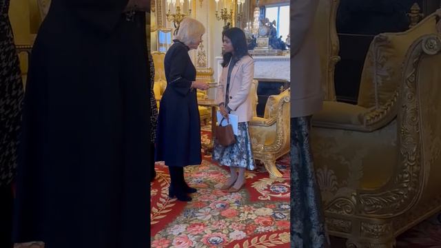 QUEEN CAMILLA MEETS , PM’S WIFE AKSHATA MURTY, COMMONWEALTH ESSAY PRIZE SUPPORTERS