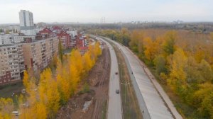 набережная реки Уфы в Сипайлово с высоты птичьего полёта 4К