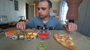 МУКБАНГ ПИЦЦА ГАВАЙСКАЯ / PIZZA / РОЛЛЫ ЗАПЕЧЕННЫЕ / КОЛА / EATING Mukbang ASMR / АСМР #847
