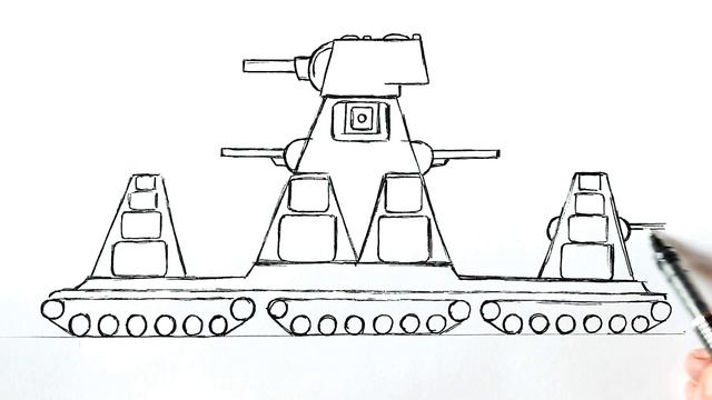 Как нарисовать Танк КВ-44 | Ахадов Эльнур