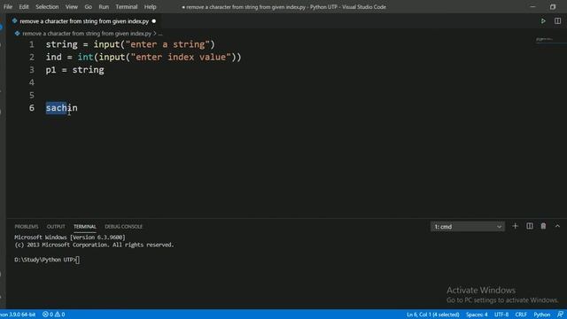Python Program To Remove a Character Of a Given Position From List | Python Program For Beginners