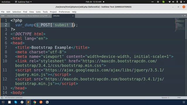 Insert/Add data in table using PHP and MySQL | PHP Basics | CRUD | PHP for beginners 3