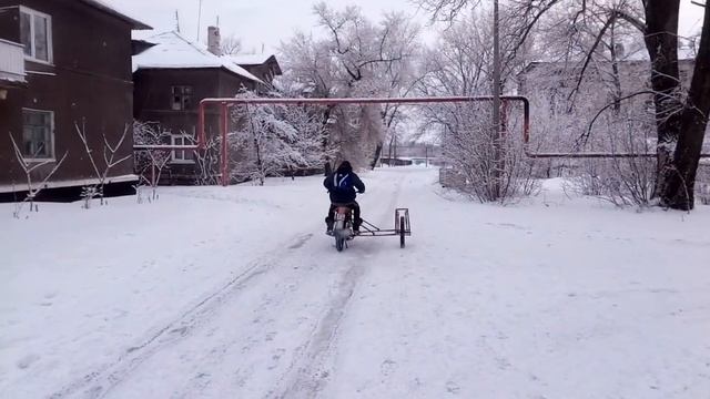 Самодельная коляска на мопед альфа дельта из хлама ТЕСТ