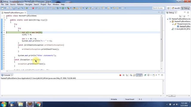 Nested try block-Example | Java Exception handling смотреть онлайн