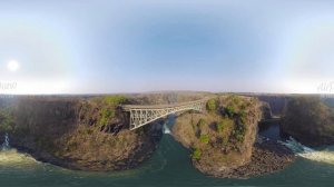 360 video, Victoria Falls. The Biggest Waterfall of Africa. 5K aerial video in RUSSIAN