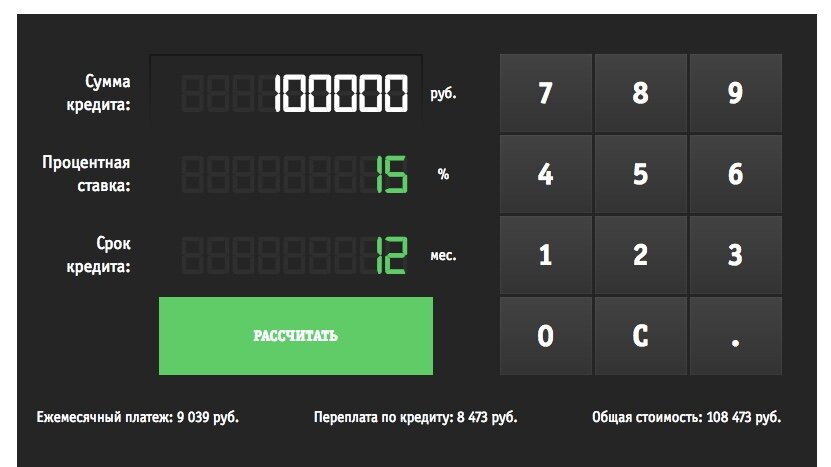 Кредитный калькулятор