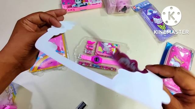 ? Unicorn Fun Collection  Unboxing And Review  Unicorn piggy bank Unicorn Pencil Case Tool Kit