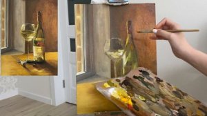 Винный натюрморт | натюрморт маслом | урок живописи