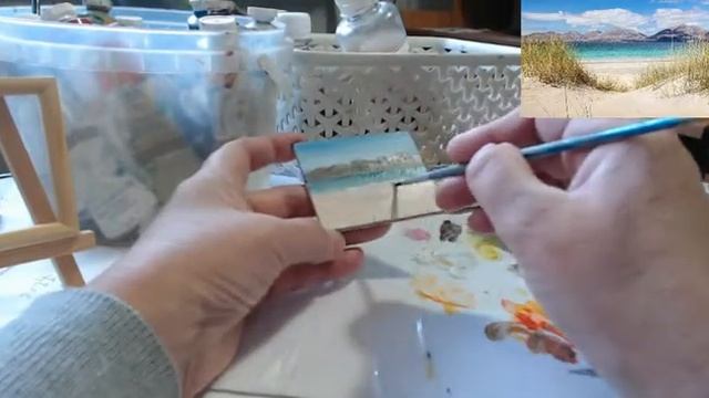 Миниатюра маслом "Пляж" смотреть онлайн