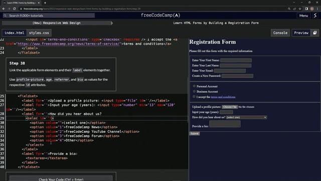 (ARCHIVED) Learn HTML Forms by Building a Registration Form - Step 38