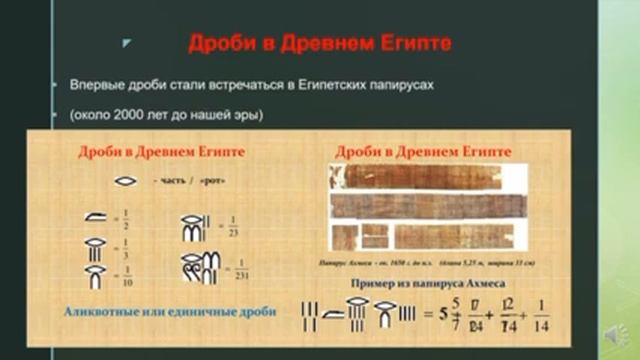 Дроби в истории и их применение в настоящем времени. смотреть онлайн