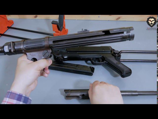 Охолощенный пистолет-пулемет Schmeisser MP-38 Kurs-S Шмайсер стрельба и разборка видео обзор 4k смотреть онлайн
