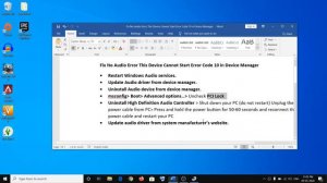 Fix No Audio Error This Device Cannot Start Error Code 10 in Device Manager