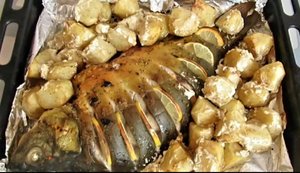 Запеченный КАРП   Картошечка с сыром на ГАРНИР!