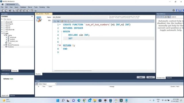 Create Custom function in mysql Workbench | How to create a function in MySQL database server?