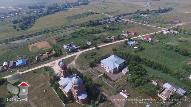 Аэросъемка села Слобода Архангельская (Новошешминский район, Вознесенская церковь)